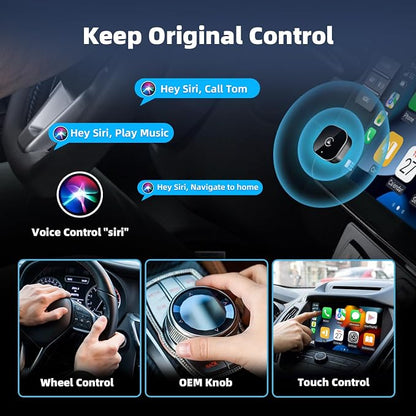2026 New Wireless CarPlay Adapter for Apple iPhone ＆Android Auto 2 in 1, Mini USB CarPlay Dongle Wired to Wireless, Fast Connection, Compatible with iOS 10+ & Android 11+, Plug and Play (Black)