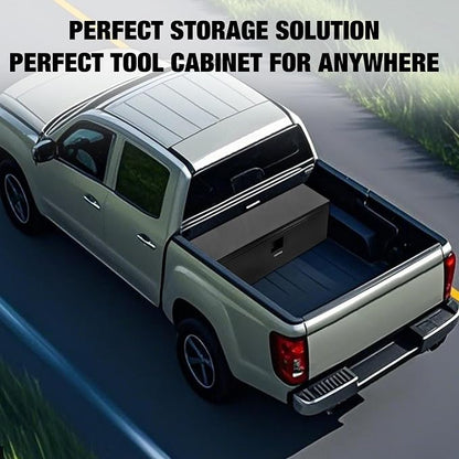 Garvee 48 in Black Steel Truck Bed Tool Box, Trailer Tongue Box, Truck Storage Organizer Tool Chest For Truck Bed, RV, Trailer