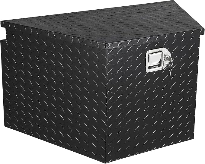 Garvee 33Inch Trailer Tongue Boxes,Heavy Duty Aluminum Trailer Tool Box With Lock and Keys,Diamond Plate Waterproof Storage Box for Pick Up Truck Bed, RV Trailer, Silver