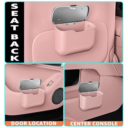 HOLDCY Car Trash Can, Waterproof Multi‑Functional Auto Trash Bin for Door/Console/Seat Back, Universal Vehicle Garbage Can for Car/Truck/SUV Drivers (Pink)
