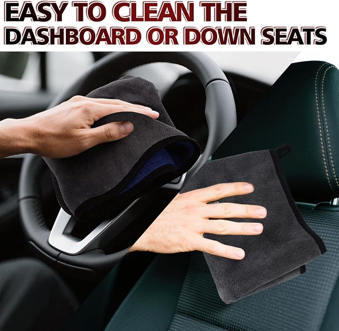 2 Pack Microfiber Cleaning Cloth, 23"x 11" Extra Large Microfiber Towels, Ultra Absorbent Car Washing Towels, Reusable Lint Free Streak Free Cleaning Rags for Car, Kitchen, and Window