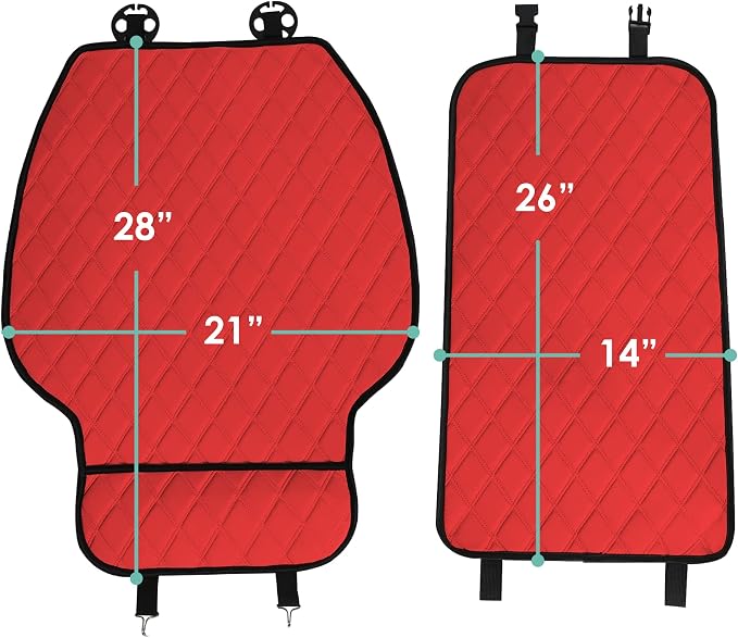 FH Group Car Seat Cushion – Neosupreme Single Front Seat Cover with Front Pockets, Airbag Compatible, Universal Fit Car Seat Cushion for Driver or Passenger Seat, SUV, Truck, Sedan & Van – Red