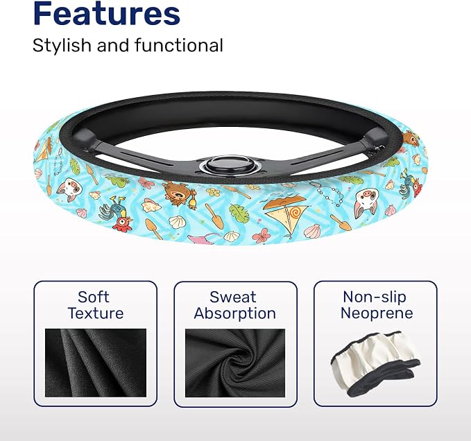 GENANY Tribal Print Steering Wheel Cover, Non Slip Polyester Car Wheel Protector for Car SUV Truck, Universal 15 Inch
