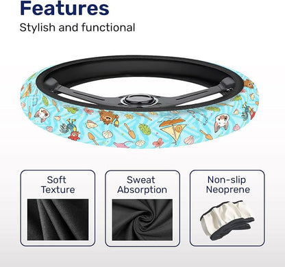 GENANY Tribal Print Steering Wheel Cover, Non Slip Polyester Car Wheel Protector for Car SUV Truck, Universal 15 Inch
