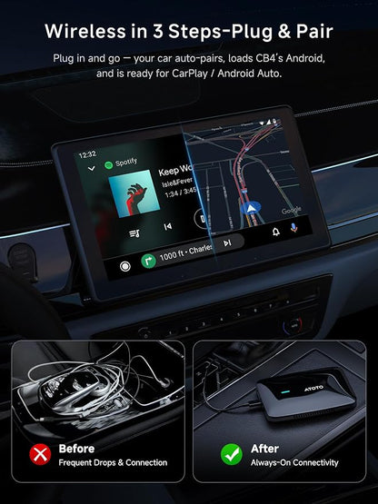 Magic AI Box Wireless CarPlay & Android Auto Adapter, Car Video Box for OEM Wired CP/AA, Dual WiFi & Bluetooth IoT Hub, Supports for Netflix/YouTube/TF Card
