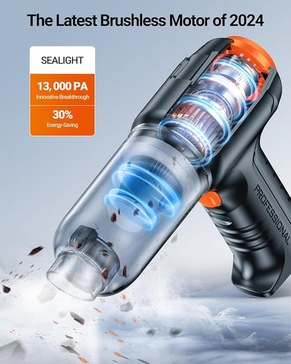 SEALIGHT Mini Car Vacuum, Car Vacuum Portable Cordless with 13000pa High Power Suction