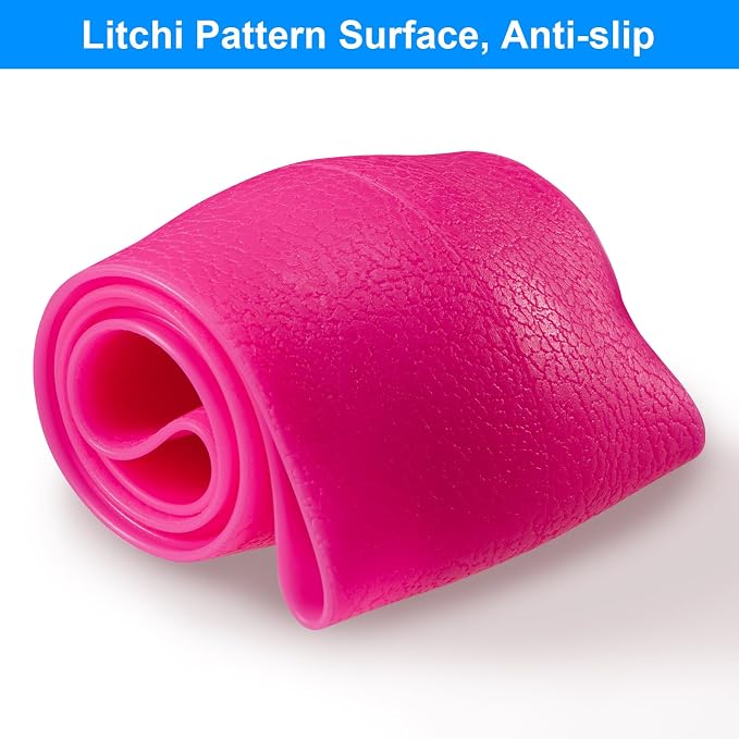 Spurtar Hot Pink Car Steering Wheel Cover Women, Hot Pink Car Accessories Cute Soft Silicone Leather Texture Steering Wheel Protector, Fit Diamenter 15" - 16.5"