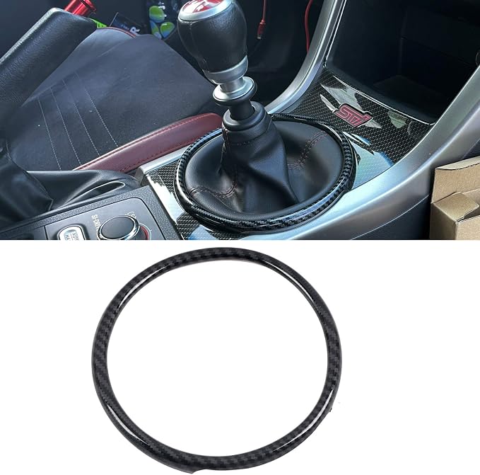 HIGH FLYING Carbon Fiber Grain Car Interior Accessories Gear Console Cover Ring Trim ABS 1PC for Subaru WRX STI 2015-2021 (Only Fit STI, Not Fit WRX Base, Premium, Limited)