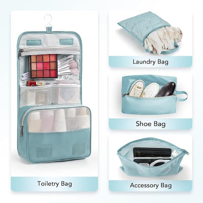 OlarHike 8 Set Compression Packing Cubes for Travel Essentials,Compressible Expandable Space Saver Bags for Organizing Clothes,Luggage Suitcase Garment Bags with Over 1000 pcs Mesh Holes(Blue Gray)