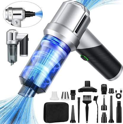 Car Vacuum Portable Cordless with 18000PA Super Suction, 4 in 1 Portable Air Blower/Car Vacuum 90°Foldable Handheld Rechargeable Brushless Motor, Gifts for Men for Home, PC
