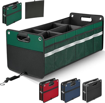 winhunt Car Trunk Organizer, Car Storage Organizer, Collapsible Multi Compartment for Car, Suv, Sedan, Truck, 100L, Extra Larger (Green, 100L)