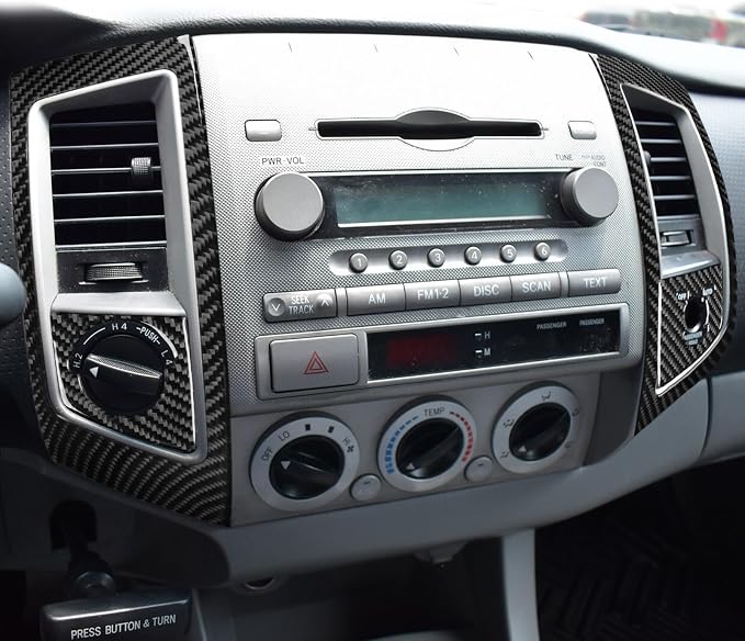 NVCNX Real Premium Carbon Fiber for Toyota 2nd Gen Tacoma Accessories 2005-2011 2006 2007 2008 2009 2010 Car Dash Center Air Vent Panel Cover Interior Trim Thick Overlay Sticker Decal 4PCs - Style C