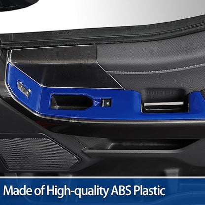 GZXinWei Interior Upgrade Accessories Door Armrest Window Control Switch Panel Trim Cover Sticker for 2021 2022 2023 2024 2025 2026 Ford F150 Blue