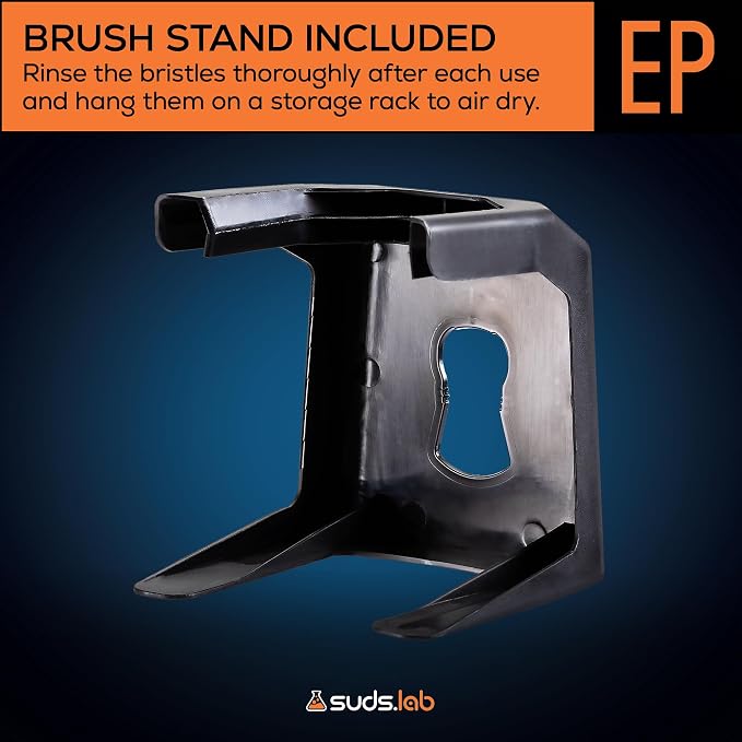 Suds Lab Elite-Plush Detailing Brush with Stand – Ultra-Soft Detailing Brushes with Synthetic Bristles – Metal-Free Auto Brush for Scratch-Free Cleaning on Piano Black & Clusters
