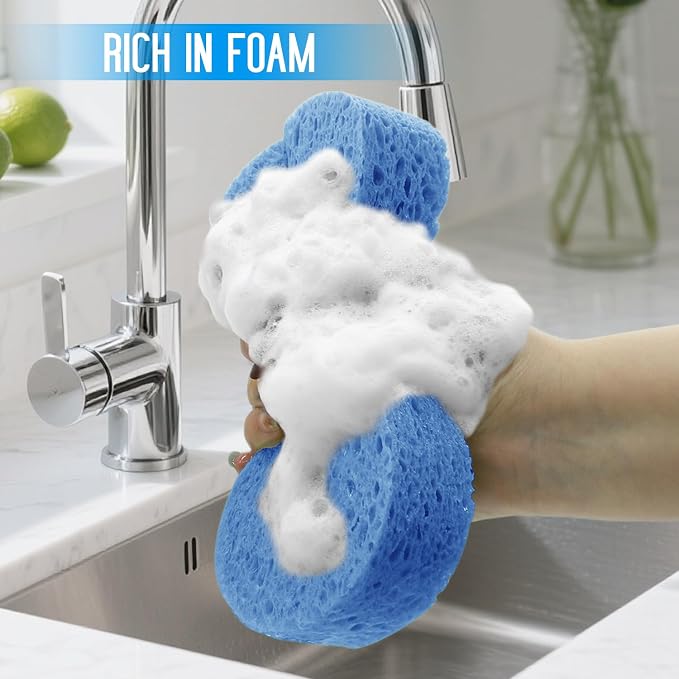 3PCS Car Wash Sponge, Heavy Duty Car Sponges for Washing, Car Accessories Large Sponges for Cleaning, Automotive Cleaning Supplies, Eco Friendly Sponge (7.68 x 3.74 x 1.38 Inch), Blue