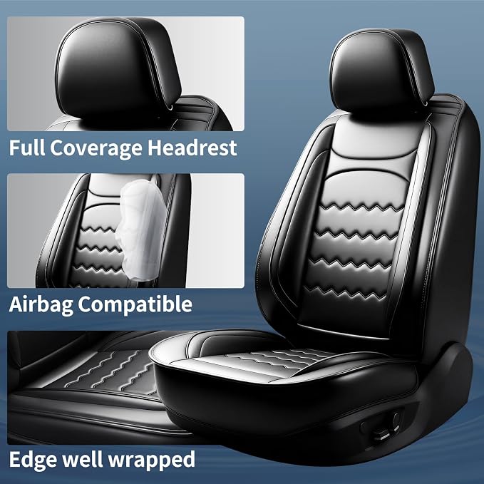 Ranger Car Seat Covers Custom Fit for Ford Ranger 2019-2025 2026, Full Coverage Leather Waterproof Breathable Seat Covers Full Set, Automotive Seat Protectors, Airbag Compatible(5 Seats, Black)