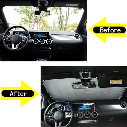 Windshield Sun Shade Compatible with Mercedes-Benz B Class 2020-2022 Foldable Front Windshield Sunshade Protector, Block UV Rays Keep Your Car Cooler