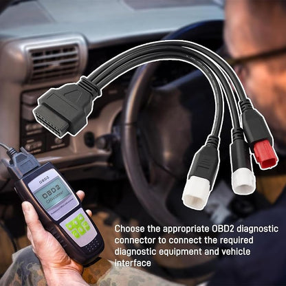 3-in-1 OBD2 Diagnostic Adapter for Yamaha Kline Euro5 Motorcycle Honda CRF KTM,3pin+4pin+6pin to 16pin Multiple Select Diagnostic Connector (12.99inch)