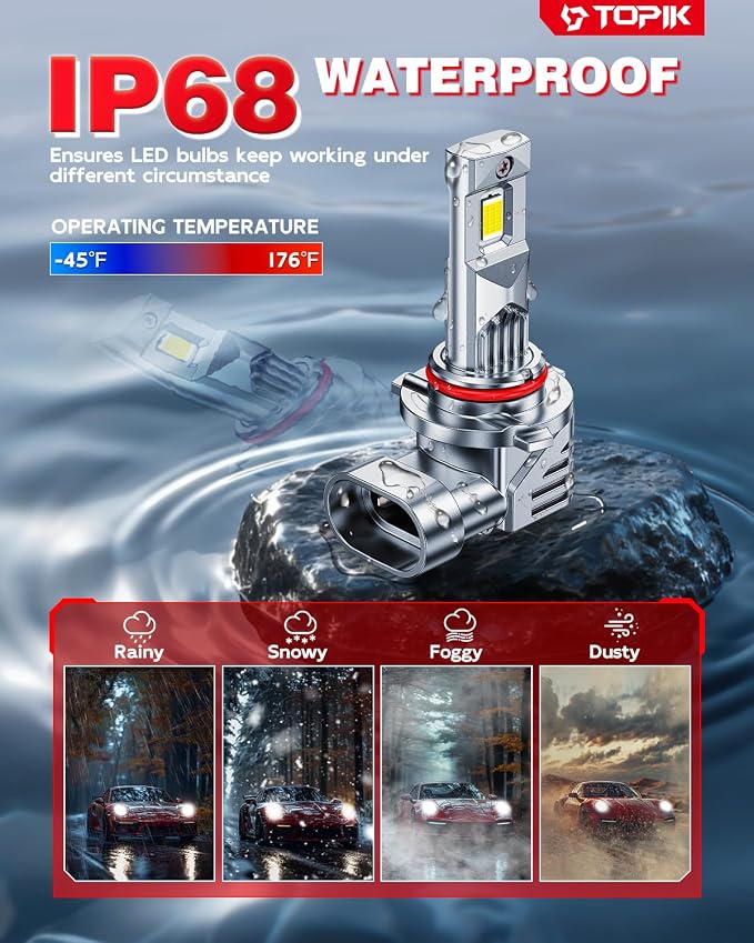 TOPIK 9006 LED Light Bulbs, 38,000LM 900% Brighter, HB4 Light Bulbs Fog Lights, Plug N Play, 50000+ Hours Lifespan, No Flicker, 99% Compatibility, 2PCS