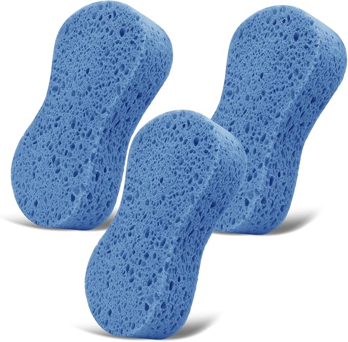 3PCS Car Wash Sponge, Heavy Duty Car Sponges for Washing, Car Accessories Large Sponges for Cleaning, Automotive Cleaning Supplies, Eco Friendly Sponge (7.68 x 3.74 x 1.38 Inch), Blue