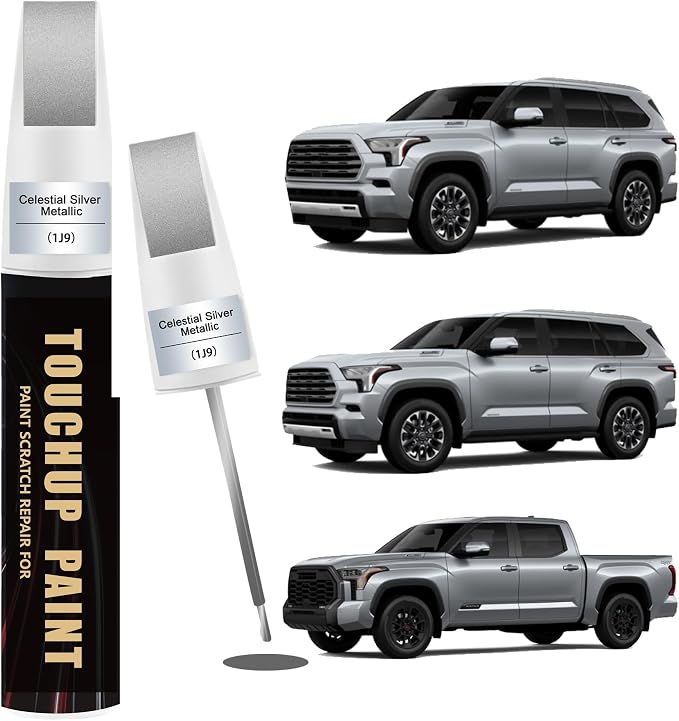 Car Paint Touch Up Pen for Toyota Celestial Silver Metallic(1J9), 2-In-1 Color Accurate Touch Up Car Scratch Repair Paint Exact Match Toyota Series Automotive Scratch Remover for Nicks & Chips Repair