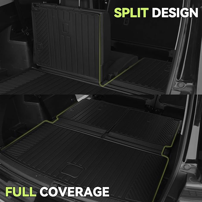 Tongama-Floor Mats for 2024 2025 2026 Hyundai Santa Fe 7 Seats, All Weather TPE Trunk Mat with Backrest Mat & 2nd Row Backrest Mats & Cargo Net & Door Sill Guards for Santa Fe Floor Liner Accessories
