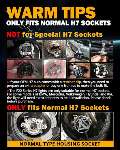 Auxbeam H7 Fog Light, F22 Series H7 Powersports, 6500K 110W 24000LM 700% Brighter Light For UTV ATV Offroad Vehicles, May Need Adapters