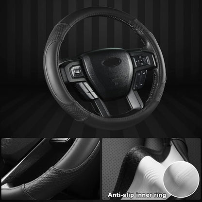 GIANT PANDA Steering Wheel Cover for Ford F150 F250 F350 Expedition - Solid Black