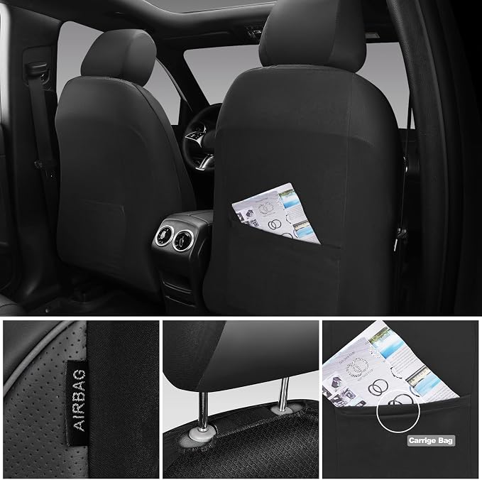 CAR PASS Comfortable 3D Foam Mesh Leather Car Seat Covers Front, Air Cool Mesh Breathable Front Seat Covers for Car, Universal Fit for SUV Truck Sedan Automotive, Airbag Compatible,Black Gray