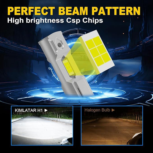 H1 Light Bulb,Super Bright Upgraded 600% 30000LM Brightness Cool White H1/H1LL Bulbs Real 1:1 Halogen Size 80000 Hours Lifespans Easy Install Fog Light Pack of 2
