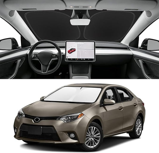 Custom Fit Windshield Sun Shade for Toyota Corolla 2014-2019, Foldable Car Sunshade Accessories with Storage Bag, UV & Heat Reflector, Keep Your Car Cooler