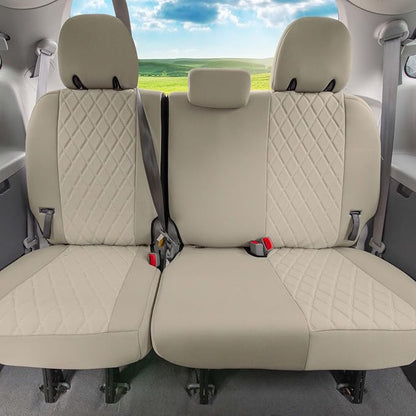 FH Group Custom Fit Car Seat Covers Specifically Made for 2011-2020 Toyota Sienna 7-8 Seater with Ultraflex Neoprene Water Resistant Automotive Seat Covers - 3rd Row Solid Beige