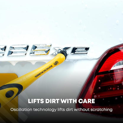 SONICSCRUBBER Vehicle Detailing Set - High Power Car Cleaning Brush - Includes 4 Brush Heads - Suitable for Interior & Exterior - Ideal for Cars, Bikes and Motorhomes - AA Batteries Included