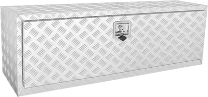 VEVOR Underbody Truck Box, 48"×17"×18" Pickup Storage Box, Heavy Duty Aluminum Diamond Plate Tool Box with Lock and Keys, Waterproof Trailer Storage Box with T-Handle Latch for Truck, Van, Trailer