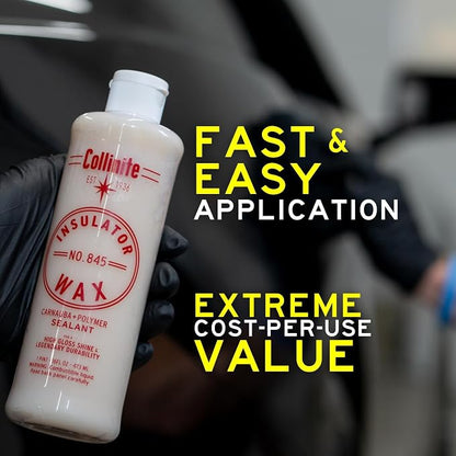Collinite 845 Insulator Wax-Easy to Use Carnauba+Polymer Wax Sealant-High Gloss Shine+Durable Hydrophobic Beading & Long Lasting Paint Protection for Cars/Boats/Trucks/RVs & Motorcycles (16 fl oz)