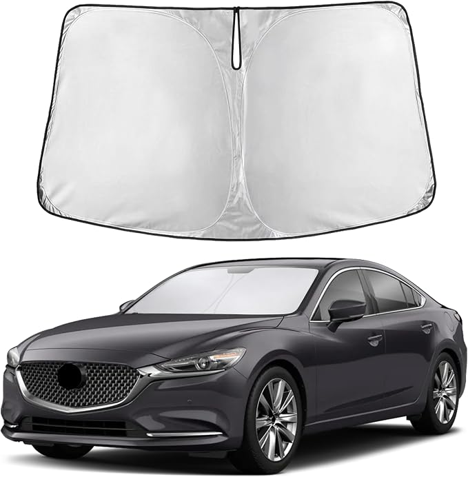 EcoNour Windshield Sunshade Compatible for Mazda 6 2014-2019 2020 2021, Sun Visor for Front Windshield & Window Sun Shade Cover, UV Heat Blocker & Protector, Car Accessories