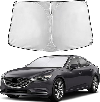 EcoNour Windshield Sunshade Compatible for Mazda 6 2014-2019 2020 2021, Sun Visor for Front Windshield & Window Sun Shade Cover, UV Heat Blocker & Protector, Car Accessories