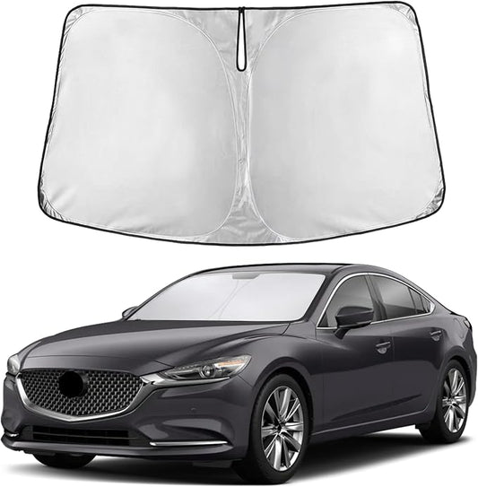 EcoNour Windshield Sunshade Compatible for Mazda 6 2014-2019 2020 2021, Sun Visor for Front Windshield & Window Sun Shade Cover, UV Heat Blocker & Protector, Car Accessories