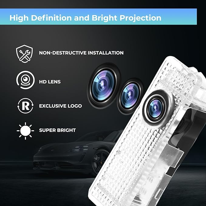 2PC Car Door Light Projector, Customized Logo Door LED Lights Compatible with 1/2/3/4/5/6/7/X/Z/M/GT Series M Car Accessories