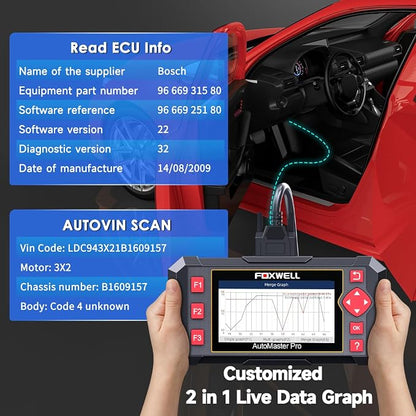 FOXWELL OBD2 Scanner Diagnostic Tool NT604, ABS/SRS/Transmission/Check Engine Code Reader for Cars and Trucks, 2026 diagnostic scanner for all vehicles, EN/ES Ver., Lifetime Update, Live Data, AutoVIN