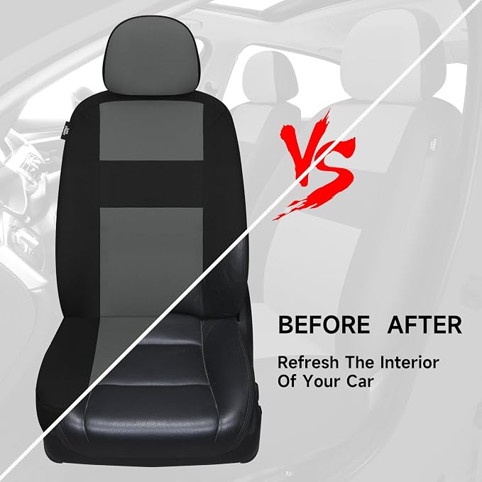 VarCozy Seat Covers for Car Front Pair, Breathable Cloth Front Car Seat Covers, Universal Cloth Seat Covers for SUV Sedan Van, Automotive Interior Covers, Airbag Compatible