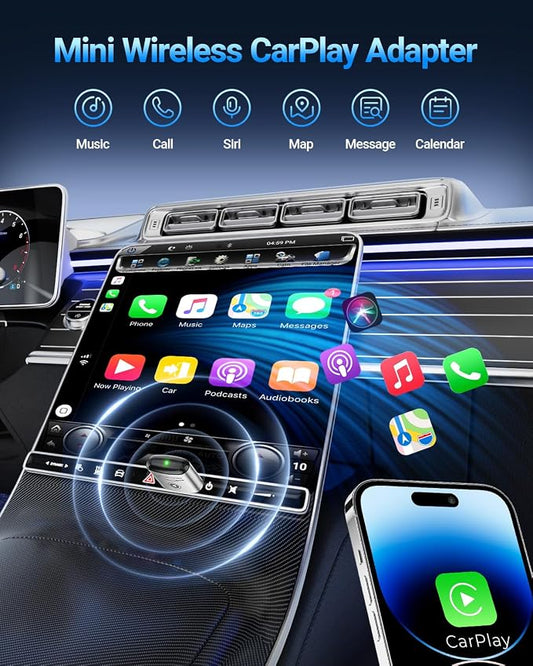 vnilrgle Wireless CarPlay Adapter for Apple iPhone（2026 Upgraded） Mini Design, Converts Factory Wired to Wireless Adapter for CarPlay, Plug and Play, Auto Connect Fast and Stable(White)