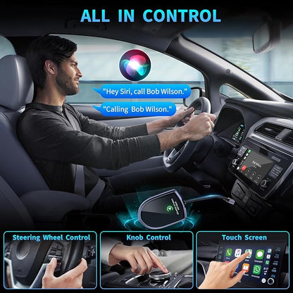 Wireless CarPlay Adapter for Apple iPhone (2025 Upgrade) – Instant Wireless CarPlay, Ultra-Low Latency, Stable Connection, Mini Bluetooth Dongle for iOS 10+ & Cars 2016+, Plug & Play Type-C