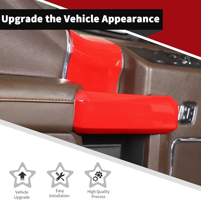 Voodonala for F-150 2015-2020 Interior Door Handle Cover with Door Panel Cover Compatible with Ford F150 2015-2020, F150 Interior Accessories 8Pcs(ABS,Red)