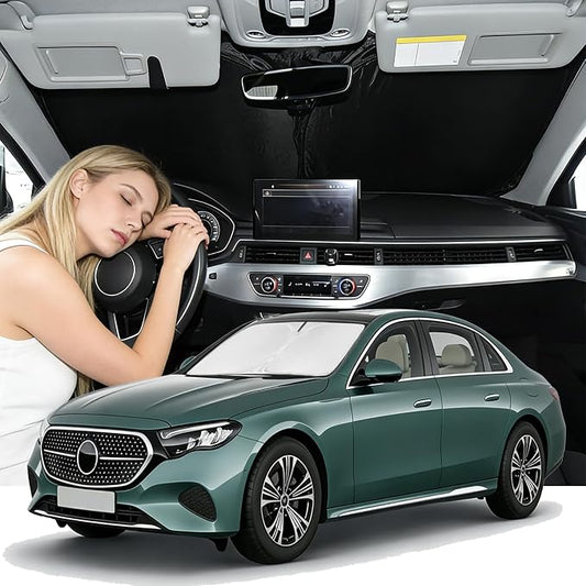 Windshield Sunshade for Mercedes Benz E-Class Sedan 2024-2026 Sun Shade Car Windshield Accessories Upgrade 4 Layers Blocks UV Rays Custom Fit E-Class 240T Car Window Shades Windshield Keep Cool
