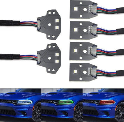 iJDMTOY RGBW Multicolor LED Circuit Board Ambient Lighting Kit Compatible with 2015-up Dodge Charger, Control_by_Smartphone