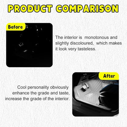 Car LED Strip Light, 48 LEDs RGB Neon Interior Atmosphere Lights, 12V Under Dash Ambient Night Light, USB Port Auto Interior Decorative Lamp, Universal Car Accessories (White)