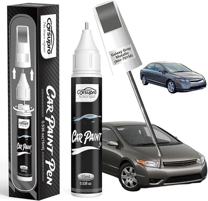 Galaxy Gray Metallic(NH-701M) for Honda Touch Up Paint Pen, 2 in 1 Car Scratch Remover with Pen Tip and Brush, Precise Color Match for Car Paint Scratch Repair, Quickly and Easily Fix Chips and Nicks