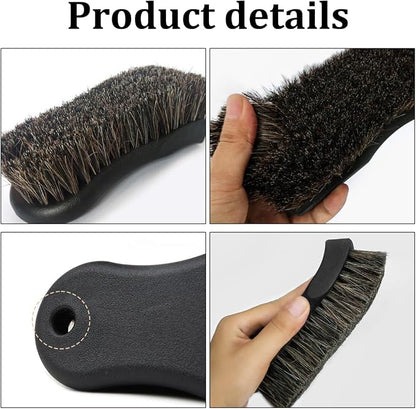 Leather Cleaning Brush for Car Interior, Long Bristle Horse Hair Vehicle Leather Cleaner Brush, Scratch-Free Automotive Interior Seat Cleaner, Universal for Vehicles (Beige)