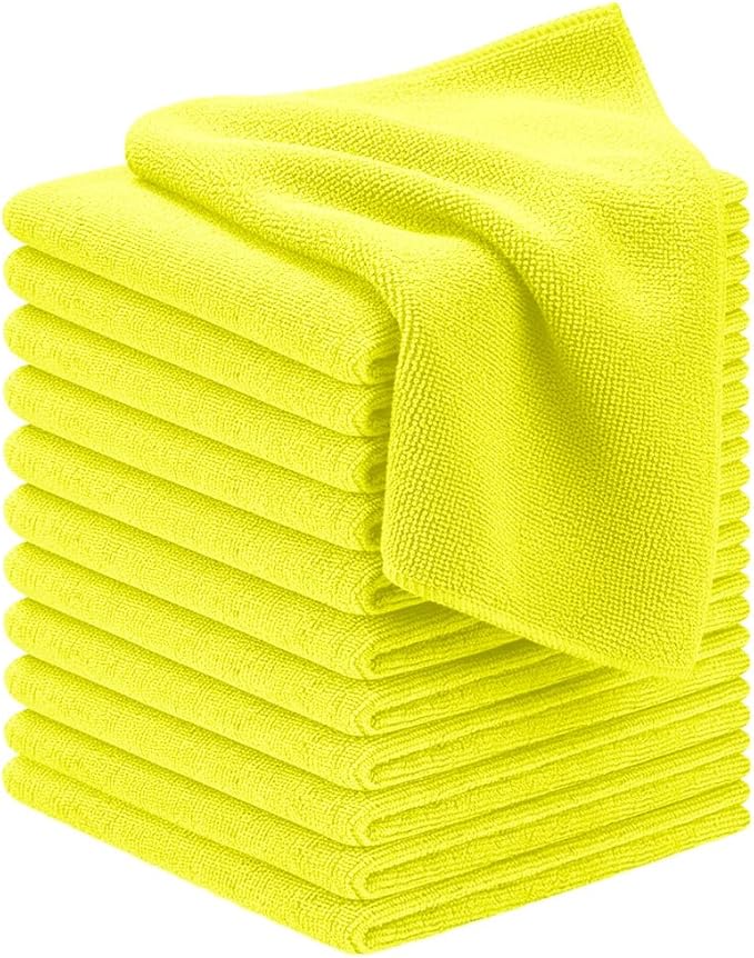 Avalon Towels Microfiber Cleaning Cloths (Value Pack of 12) - Size 12 x 12 Inches, Highly Absorbent Cleaning Rags, Lint Free, Reusable and Washable, Microfiber Towels for Cars
